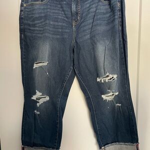Torrid Vintage Stretch Crop Boyfriend Jeans - Dark Blue